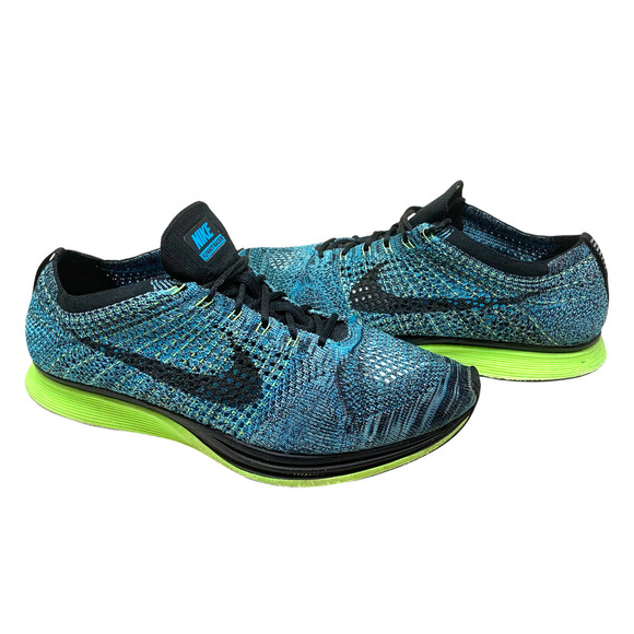 Nike Blue Lagoon Flyknit Racing Running Athletic Shoes Men's Sz 12 526628-401 - Picture 2 of 10